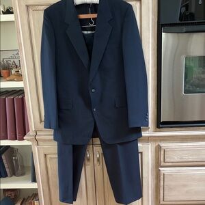 Jon York vintage Classic navy pinstripe Men's Suit Sz 42R 3pc w/ vest